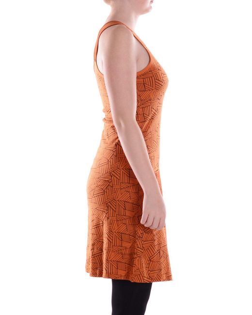 Vishes Orange Sommerkleid Kleid Baumwolle Geometrisch A-Linie mittlere Taille