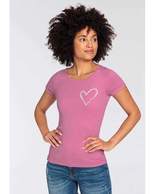 Kangaroos Pink Kurzarmshirt mit modischem Front Print-NEUE-KOLLEKTION