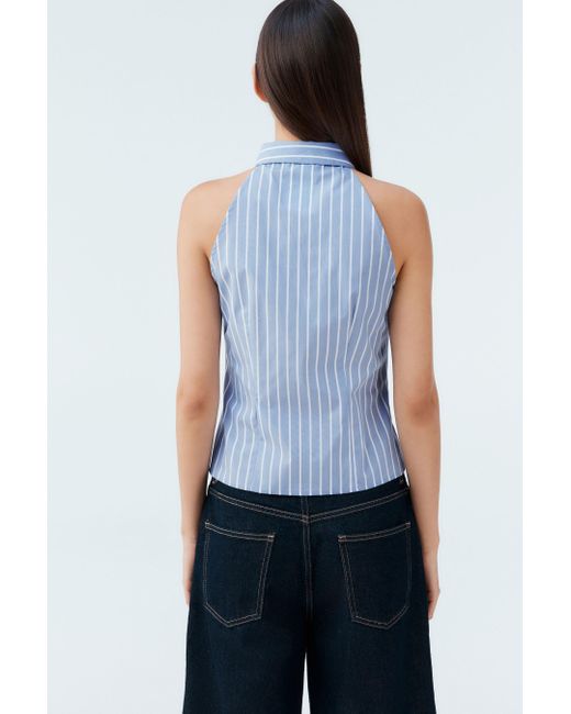 Next Blue Blusentop Ärmellose, körpernahe Bluse (1-tlg)