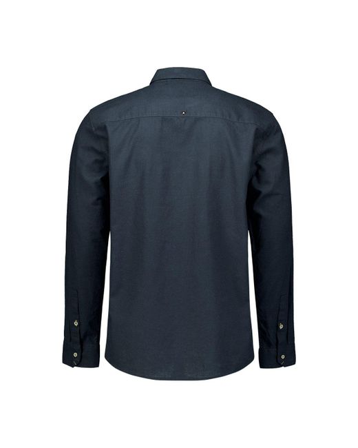 No Excess Langarmhemd Leinenhemd in Blue für Herren