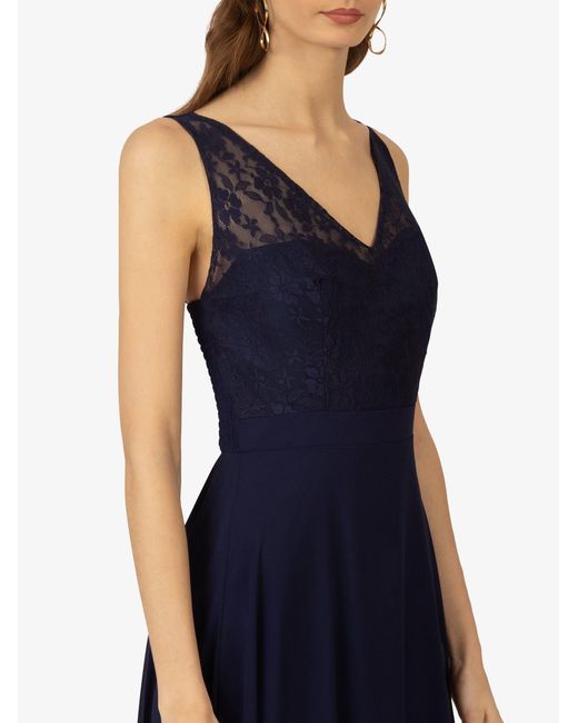 Kraimod Blue Abendkleid aus hochwertigem Polyester Material mit tiefer V-Ausschnitt