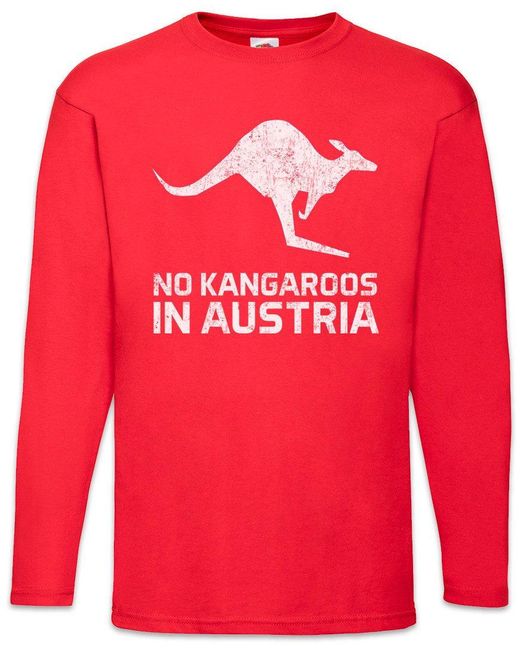 Urban Backwoods Langarmshirt No Kangaroos In Austria Langarm T-Shirt Englischlehrer Österreich Fun in Red für Herren