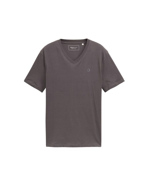 Tom Tailor Basic T-Shirt mit V-Ausschnitt in Gray für Herren