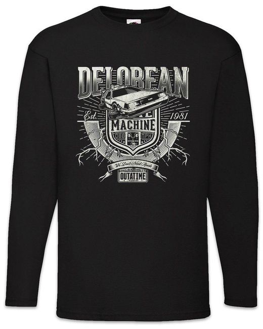 Urban Backwoods Langarmshirt Car Time Machine Langarm T-Shirt Back Zurück To The Die Future Zukunft in Black für Herren