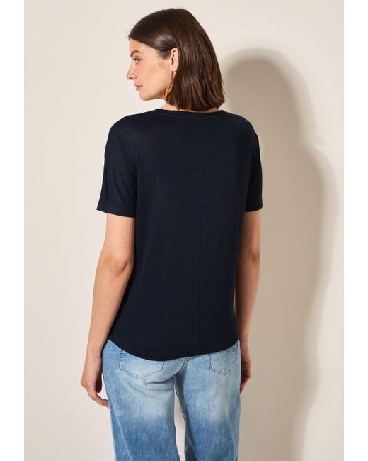 Cecil Blue Print-Shirt mit U-Boot-Ausschnitt