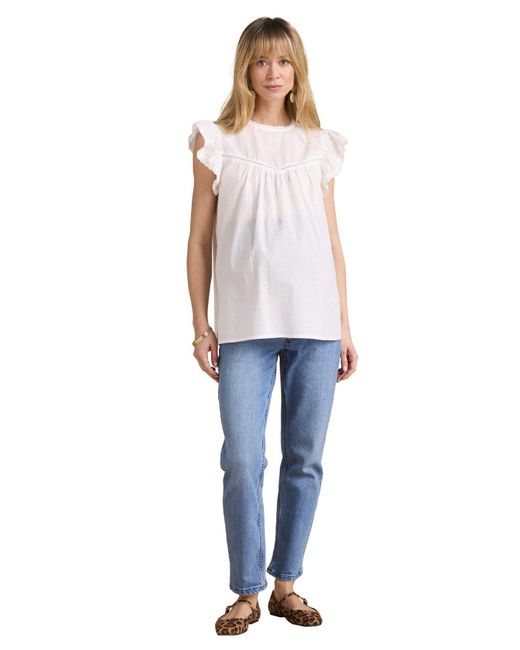 Envie de Fraise Blue Kurzarmbluse Leichte Umstandsbluse mit Spitzendetails
