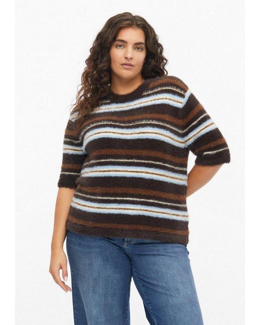 S.oliver Multicolor Kurzarmpullover Strickpullover Weicher Strickpullover Mit Effektgarn