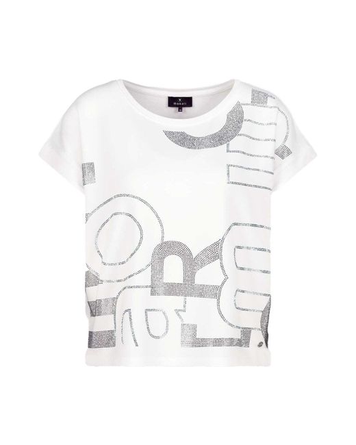 Monari White T-Shirt mit Strass Schrift