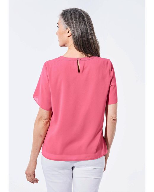 Goldner Pink Kurzarmbluse Kurzgröße: Bluse mit aufregender Ärmellösung