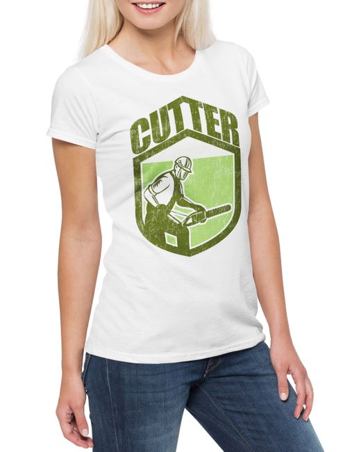 Urban Backwoods Green Print-Shirt Cutter T-Shirt Holzfäller Axt Waldarbeiter Förster Logger