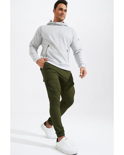 JMIERR Cargohose Cargohose Baumwolle Chino Hose Jogginghose in Green für Herren