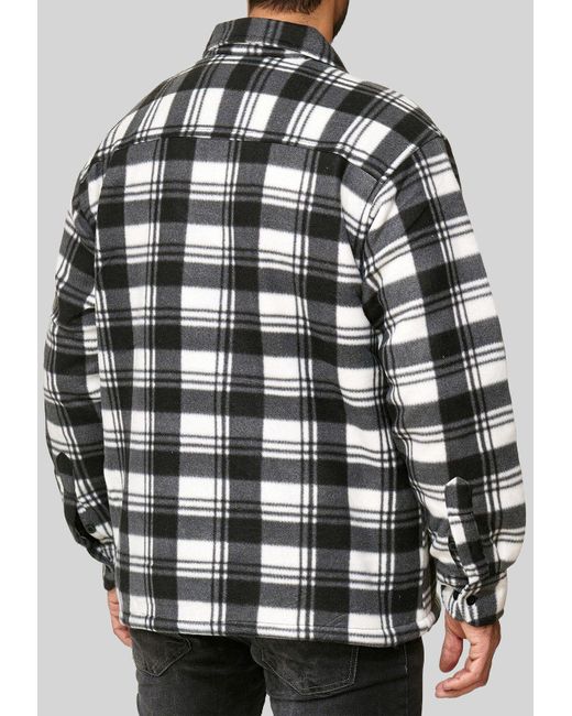 Egomaxx Blouson Fleece Hemd Holzfäller Jacke Kariert Gefüttert JOEY in Gray für Herren