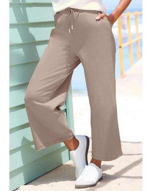 Elbsand Natural 7/8-Hose aus Sweatware mit weitem Bein