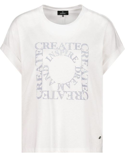Monari White T-Shirt mit Strass Schrift