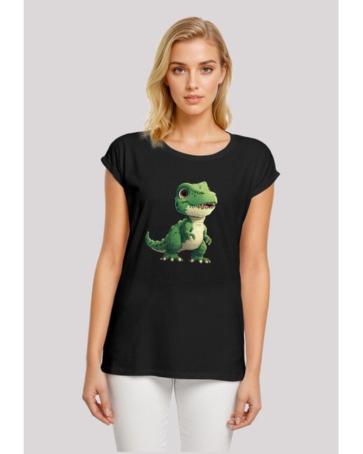 F4NT4STIC Black Shirt Süßer grüner Dino Premium Qualität