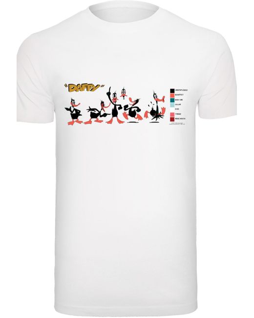 F4NT4STIC T-Shirt Looney Tunes Daffy Duck Colour Code Print in White für Herren