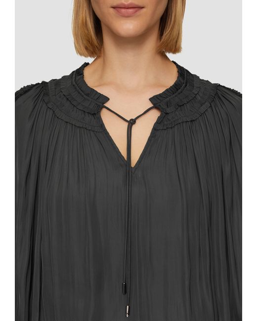 S.oliver Gray Langarmbluse Tunika-Bluse mit Rüschen-Details