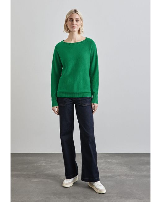 Street One Green Strickpullover mit U-Boot-Ausschnitt