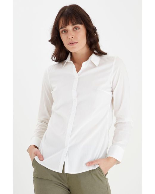 Fransa White Langarmbluse FRZashirt