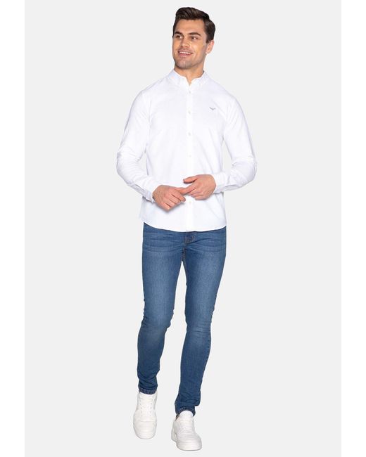 Threadbare Langarmhemd Beacon in White für Herren