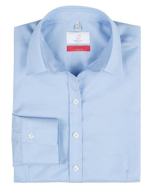 Greiff Blue Langarmbluse Modern with 37.5® Bluse Langarm Kent Regular Hellblau
