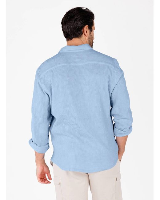 Key Largo Langarmhemd Freizeithemd MSH FINCA (1-tlg) in Blue für Herren