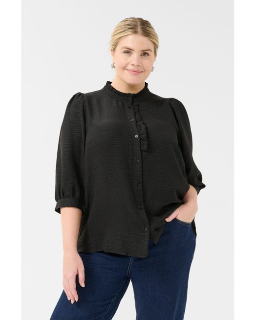 Kaffe Black Langarmbluse Langarm-Bluse KCellinor Große Größen