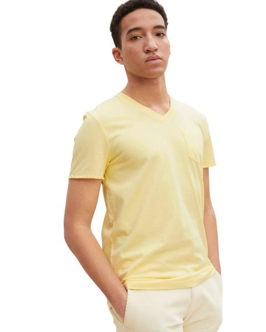 Tom Tailor T-Shirt in Melange Optik in Yellow für Herren