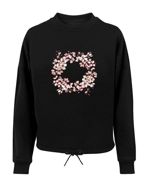 F4NT4STIC Black Sweatshirt Rosa Frühlings Blumenkranz Dekor Premium Qualität