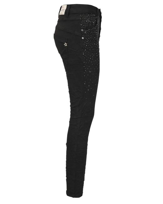Jewelly Black Regular-fit- Jeans mit Schwarzen Strass Applikationen
