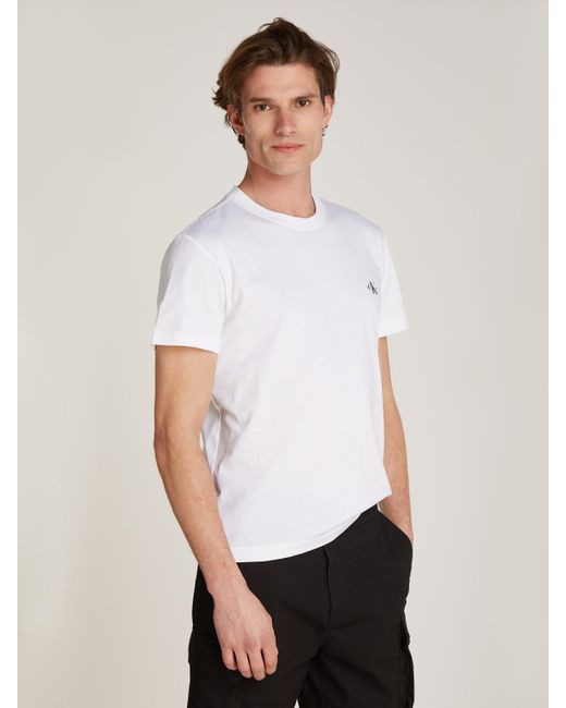 Calvin Klein T-Shirt 2 PACK MONOLOGO mit kleinem Logodruck auf der Brust in White für Herren