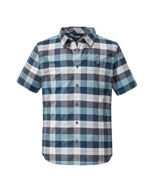 Schoeffel Outdoorhemd Shirt Moraans SH M mit gesticktem Markenlogo auf Brust und Oberarm in Blue für Herren