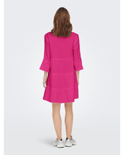 ONLY Pink Tunikakleid ONLTHYRA PEPLON DRESS NOOS WVN mit Volant im Tunika Style