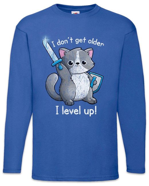 Urban Backwoods Langarmshirt Don' Get Older I Level Up Langarm T-Shirt Cat Katze Katzen in Blue für Herren