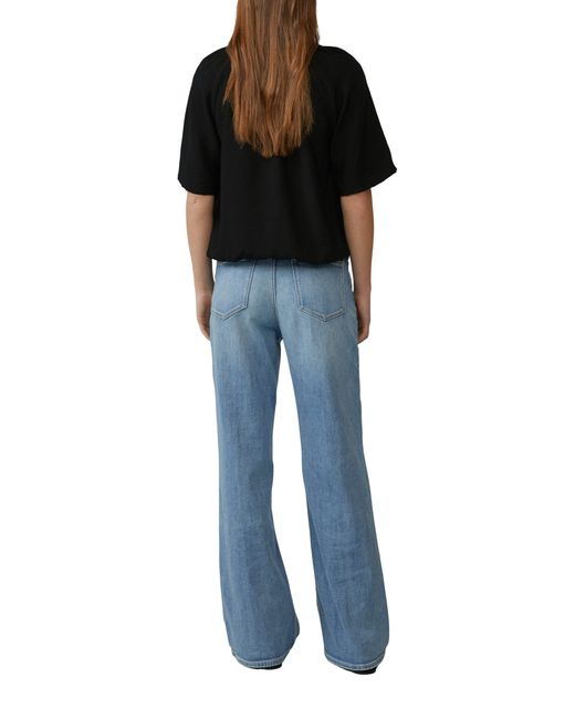S.oliver Black Kurzarmbluse mit All-Over Print
