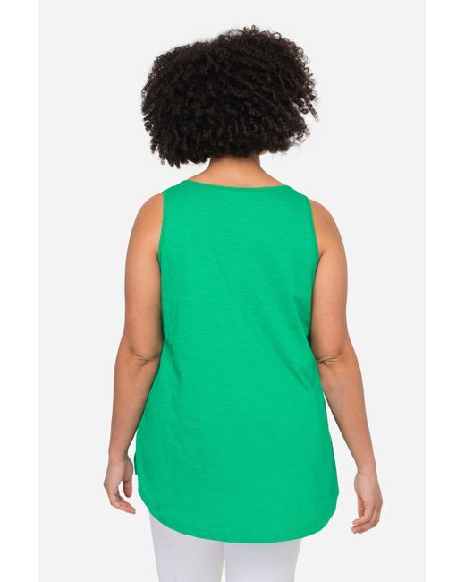 Angel of Style Green Longtop Top A-Line Rundhals gerundeter Saum