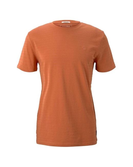 Tom Tailor T-Shirt Structured (1-tlg) aus pflegeleichter Baumwollmischung in Orange für Herren