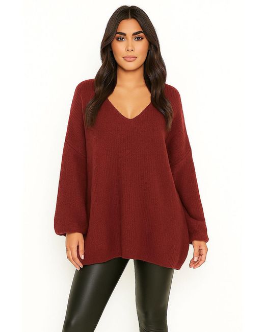 Worldclassca Red Longpullover Oversize Strickpulllover)