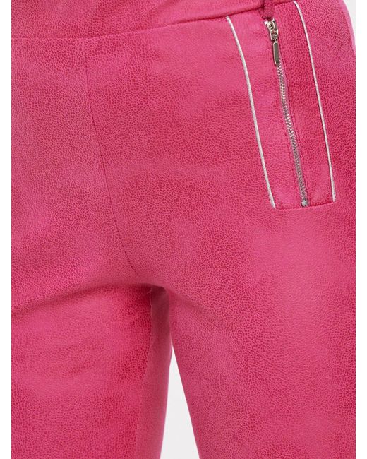 MONACO blue Pink Lederimitathose 7/8 Hose Körpernah in Ankle-Länge