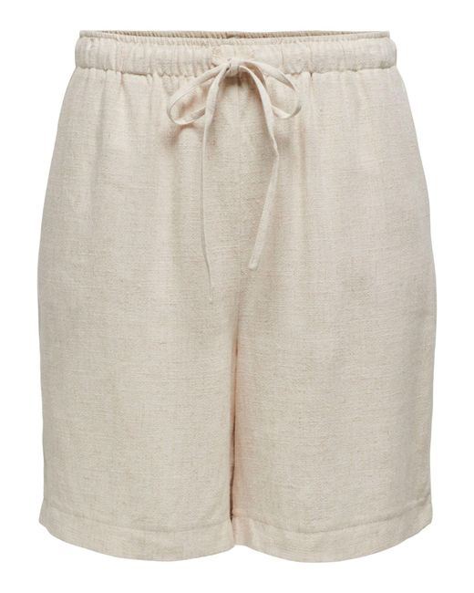 ONLY Natural Mit Bindeband in Leinenoptik ONLSIESTA MW PULL-UP LIN BL SHORTS NOOS