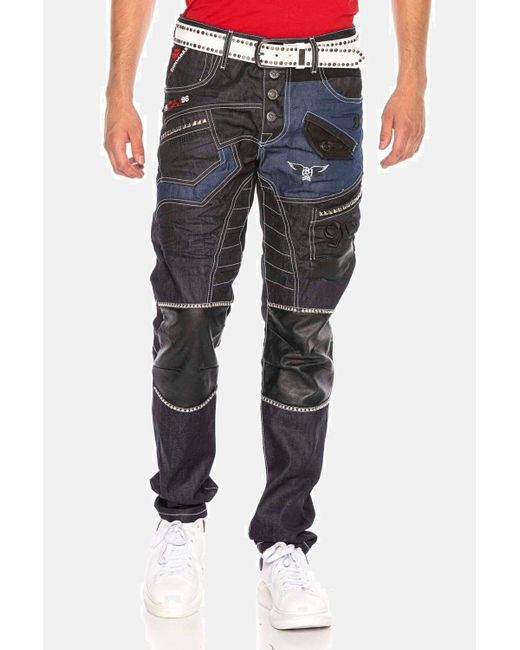 Cipo & Baxx DENIM Straight Fit-Jeans im stylischen Design, CD639 in Blue für Herren