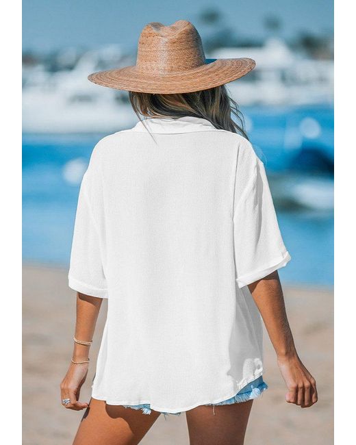 CUPSHE White Strandtop Semi-transparentes Cover-up Tops