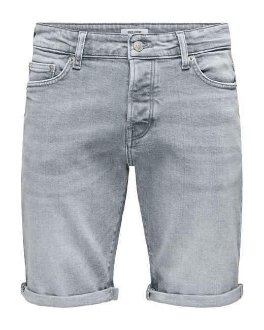 Only & Sons Jeansshorts Modische Denim Bermuda mit Rundumsaum ONSPLY MGD 8774 TAI DNM SHORTS NOOS in Gray für Herren