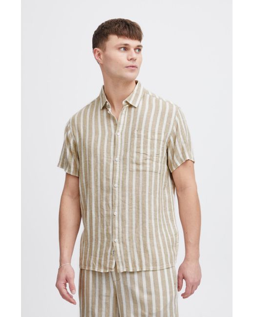 Solid Kurzarmhemd SDFried Shirt aus Leinenmix in White für Herren