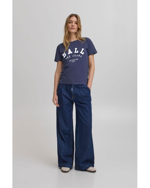 Ball Blue Rundhalsshirt BAMALDINI Cooles Basic Shirt