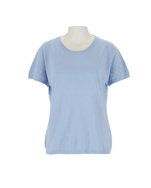halsüberkopf Accessoires Blue Kurzarmshirt mit Ajourmuster Uni