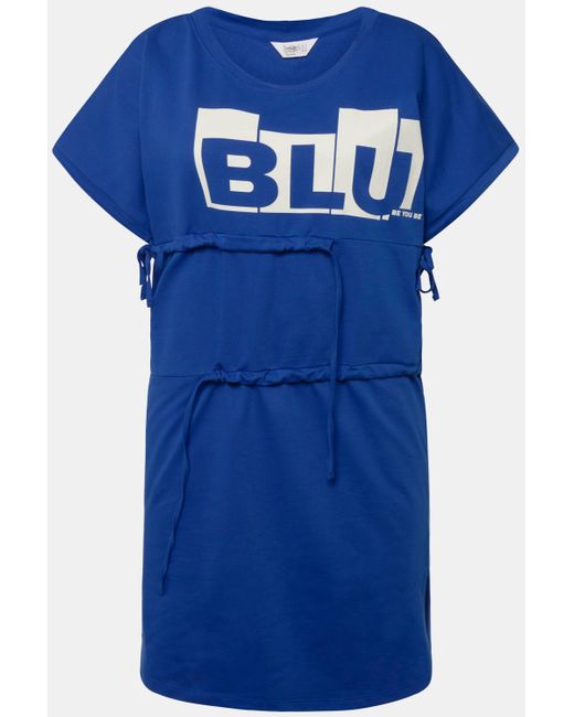 Angel of Style Blue Longshirt Long-Shirt oversized Schriftzug Rundhals
