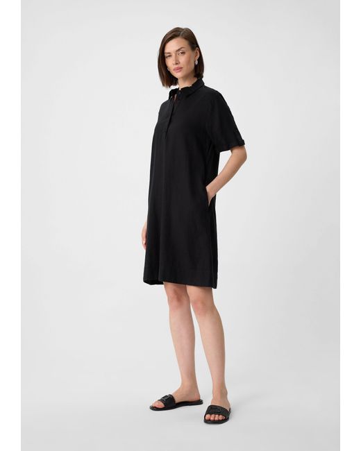 comma casual identity Black Minikleid Ausgestelltes Kleid aus Leinenmix mit Hemdkragen