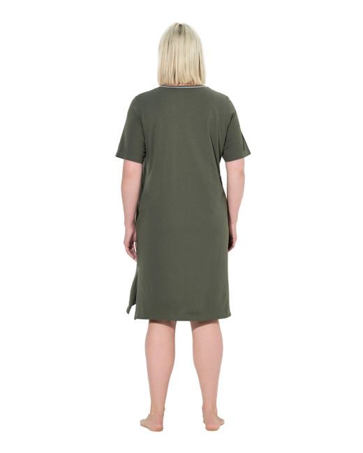 Ulla Popken Green Bigshirt Bigshirts 2er-Pack Rundhals/V-Ausschnitt Halbarm
