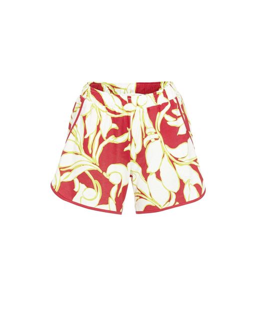 Ringella Red Pyjamahose Shorts mit Blätterdessin (1-tlg)